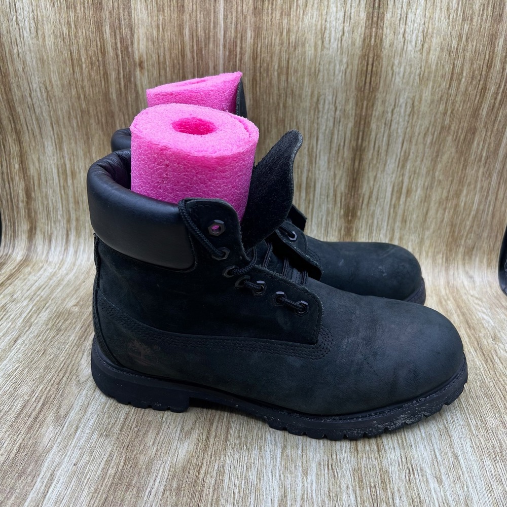 Timberland 6-Inch Premium Boot Mens Size 9 Black Waterproof Nubuck Leather 10073
